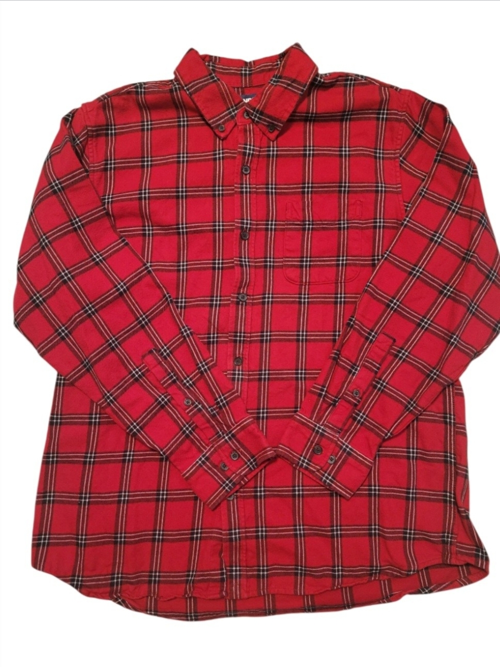 Men's Red Plaid Button-Down Shirt